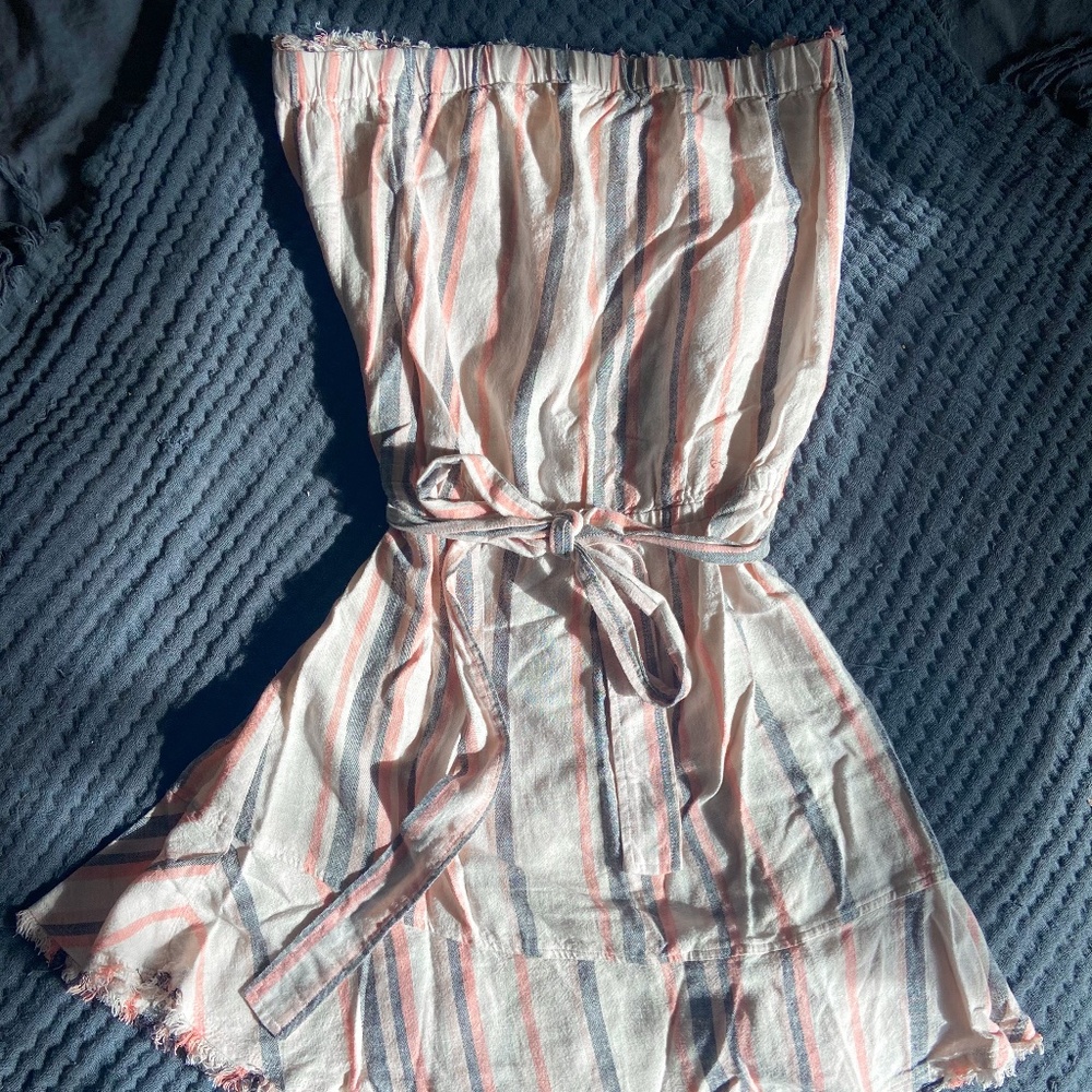 Cloth & Stone Linen Blend Striped Tube Top Dress